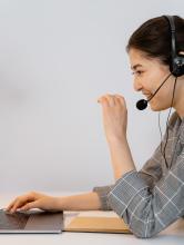 woman on headset